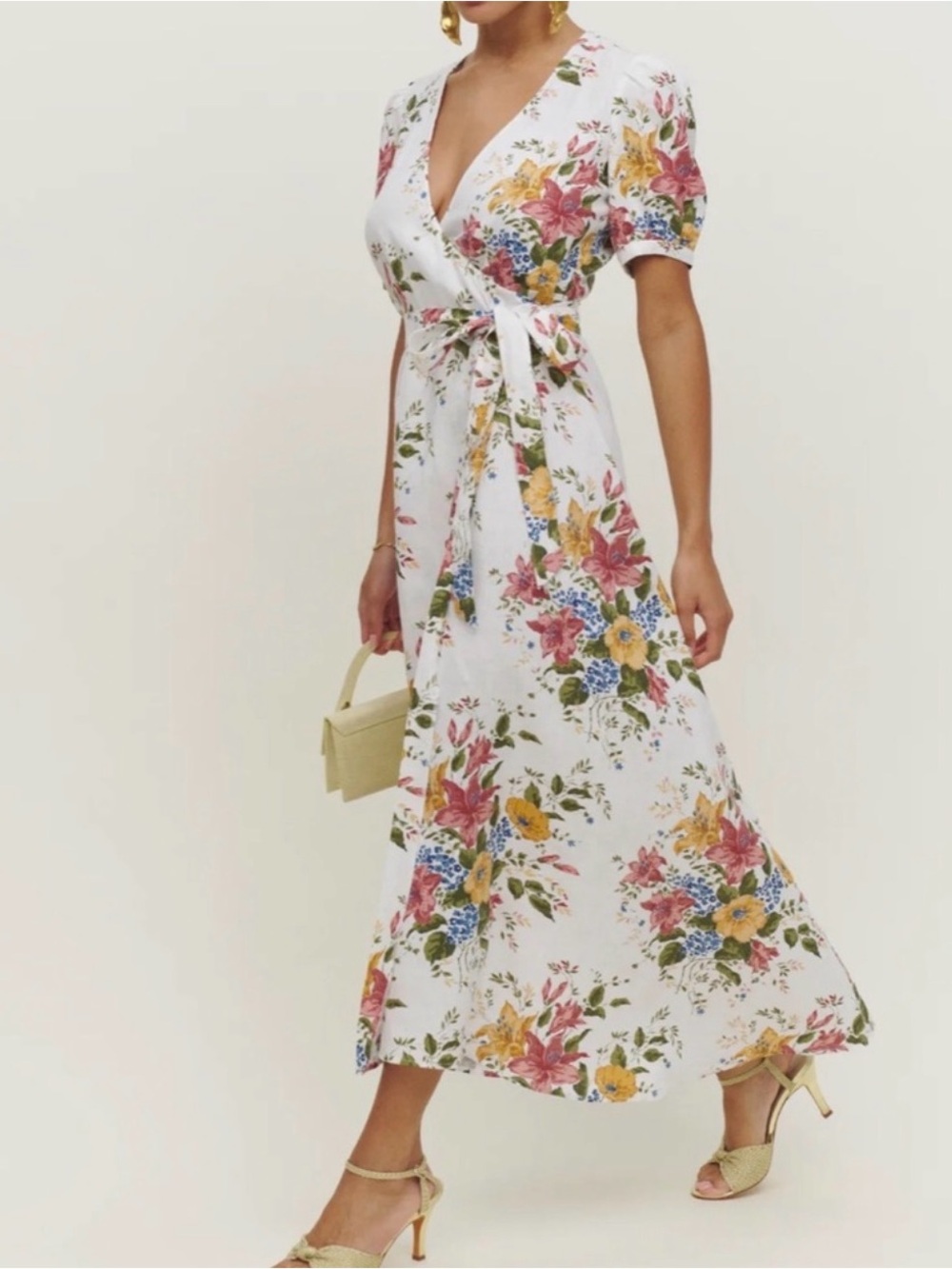 NWT Reformation Weiss Linen Floral Dress XL Wedding Shower Bridal